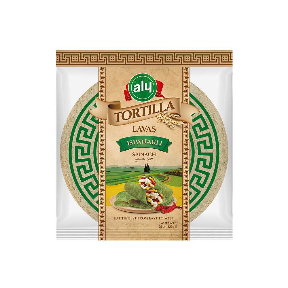 Aly Ispanaklı Tortilla Lavaş 25 cm 6'lı Paket 420g | Aly Foods
