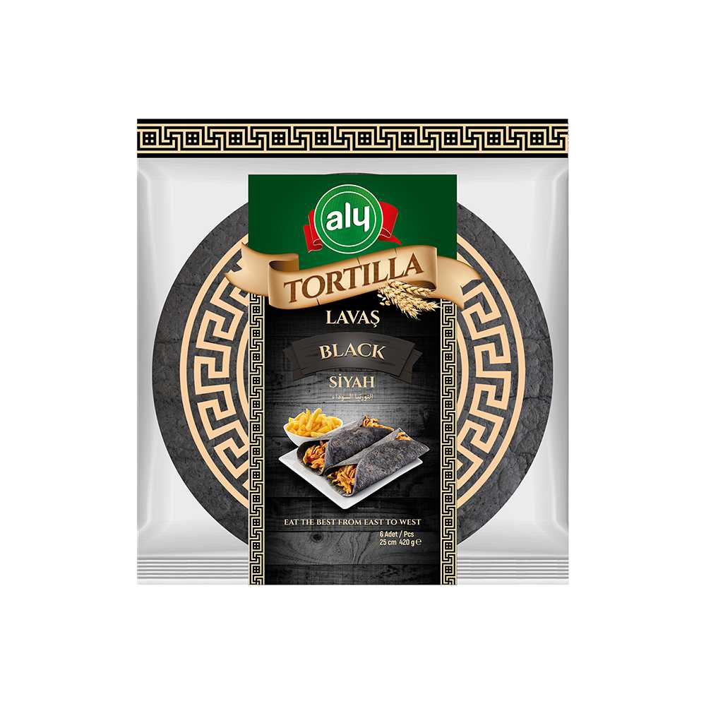 Aly Siyah Tortilla Lavaş 25 cm 6'lı Paket 420g | Aly Foods